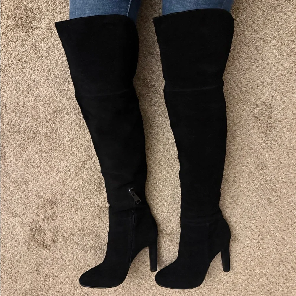 Joie Black Suede Over-the-Knee Boots - Picture 1 of 8